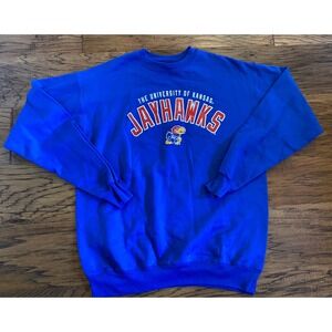 Hanes University of Kansas Jayhawks Sweatshirt Blue Crewneck Mens Medium KU